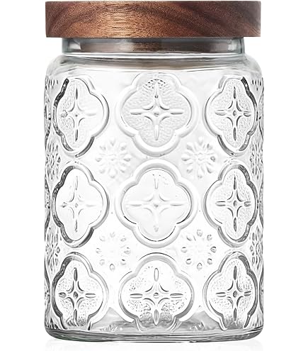 Amazon.com: Jar with wooden lid, capacity 0.50L, dimensions 96/95